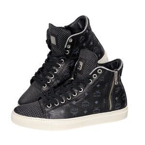 MCM Ankle Booties High Top Sneakers Black Women Sz EU 40 / 10 US Made in Italy